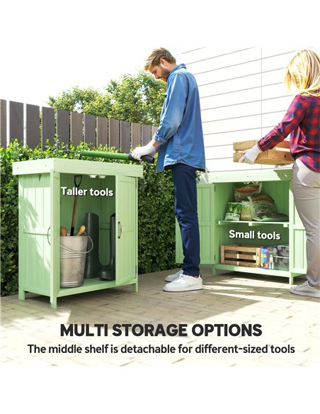 Outsunny Small Shed, Wooden Garden Shed with Openable Hinged Roof and Removable Shelf, 74 x 43 x 88 cm, Light Green - pic 181188 | FastDaddyshop