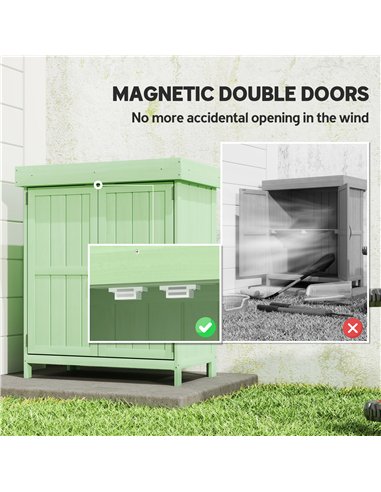 Outsunny Small Shed, Wooden Garden Shed with Openable Hinged Roof and Removable Shelf, 74 x 43 x 88 cm, Light Green