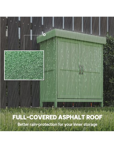 Outsunny Small Shed, Wooden Garden Shed with Openable Hinged Roof and Removable Shelf, 74 x 43 x 88 cm, Light Green