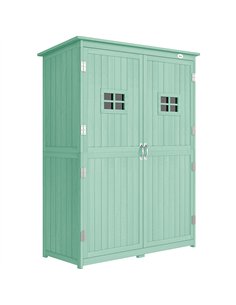 Outsunny Wooden Garden Shed with Two Windows, Tool Storage Cabinet, Outdoor Double Door organiser 127.5L x 50W x 164H cm, Green