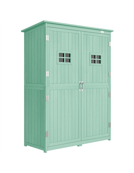 Outsunny Wooden Garden Shed with Two Windows, Tool Storage Cabinet, Outdoor Double Door organiser 127.5L x 50W x 164H cm, Green - pic 181193 | FastDaddyshop