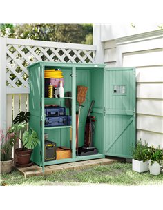 Outsunny Wooden Garden Shed with Two Windows, Tool Storage Cabinet, Outdoor Double Door organiser 127.5L x 50W x 164H cm, Green 2
