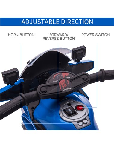 HOMCOM 18m+ Kids 6V Electric Police Motorcycle with Lights, Horn, Realistic Sound, Blue