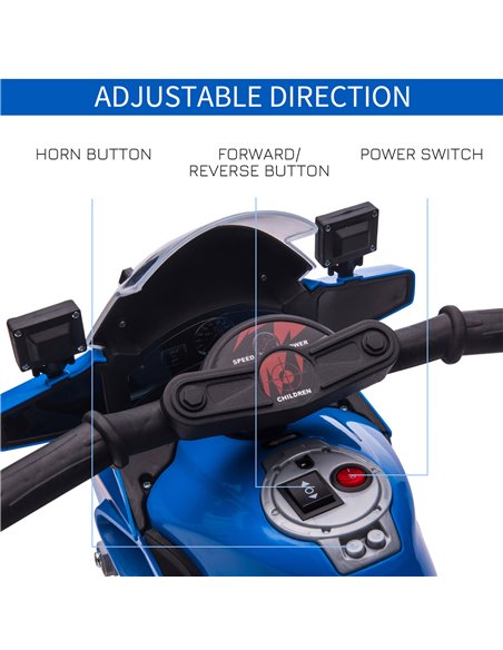 HOMCOM 18m+ Kids 6V Electric Police Motorcycle with Lights, Horn, Realistic Sound, Blue - pic 18120 | FastDaddyshop