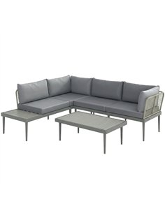 Outsunny Thee-Piece 'L' Rattan Sofa Set - Grey