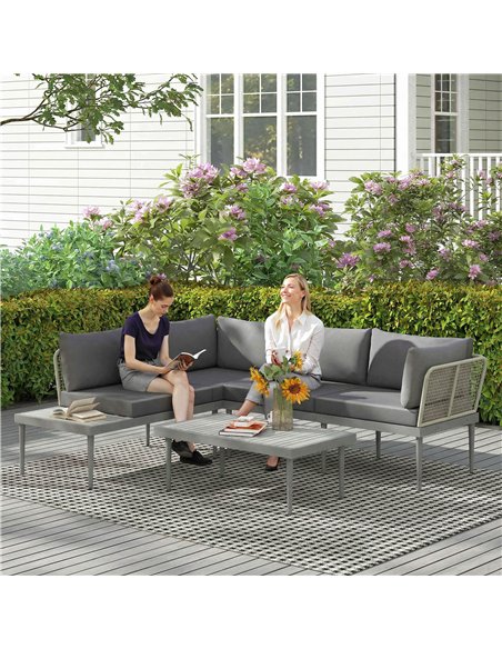 Outsunny Thee-Piece 'L' Rattan Sofa Set - Grey - pic 181203 | FastDaddyshop
