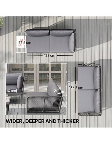 Outsunny Thee-Piece 'L' Rattan Sofa Set - Grey