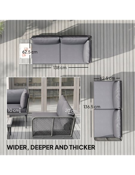 Outsunny Thee-Piece 'L' Rattan Sofa Set - Grey - pic 181206 | FastDaddyshop