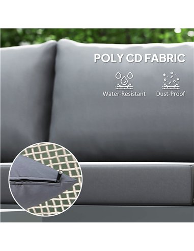Outsunny Thee-Piece 'L' Rattan Sofa Set - Grey