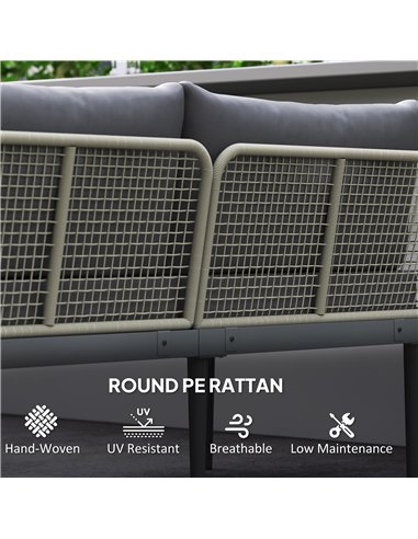 Outsunny Thee-Piece 'L' Rattan Sofa Set - Grey