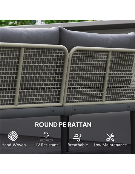 Outsunny Thee-Piece 'L' Rattan Sofa Set - Grey - pic 181208 | FastDaddyshop