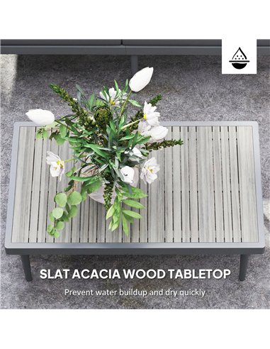 Outsunny Thee-Piece 'L' Rattan Sofa Set - Grey
