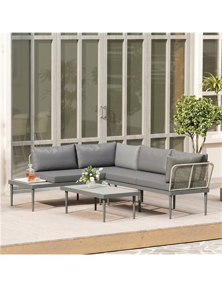 Outsunny Thee-Piece 'L' Rattan Sofa Set - Grey - pic 181210 | FastDaddyshop