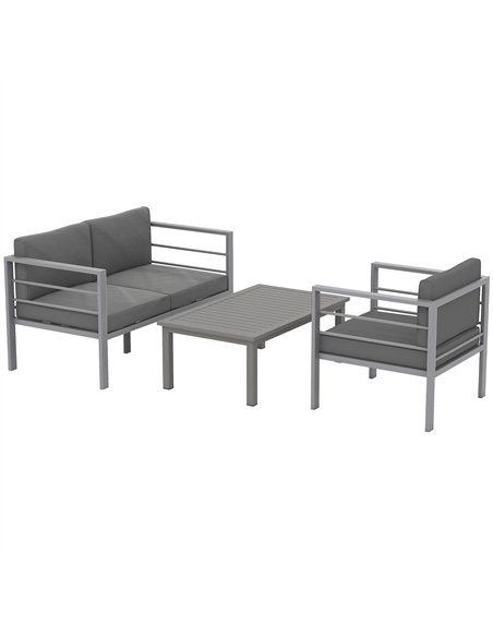 Outsunny 4 Piece Garden Furniture Set, 4 Seater Aluminium Garden Sofa Set with 2 Armchairs, Loveseat, Coffee Table and Cushions, - pic 181211 | FastDaddyshop