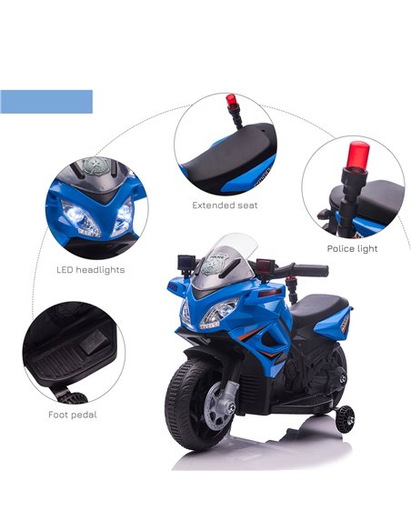 HOMCOM Kids 6V Electric Ride On Motorcycle Police Car Vehicle w/ Lights Horn Realistic Sound Outdoor Play Toy for 18 - 36 months - pic 18122 | FastDaddyshop