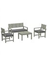 Outsunny 4 Seater Wooden Garden Furniture Set with Loveseat, Armchairs, Table, Acacia Wood Garden Sofa Set, Light Grey