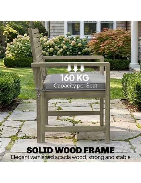 Outsunny 4 Seater Wooden Garden Furniture Set with Loveseat, Armchairs, Table, Acacia Wood Garden Sofa Set, Light Grey - pic 181224 | FastDaddyshop