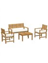 Outsunny 4 Seater Wooden Garden Furniture Set with Loveseat, Armchairs, Table, Acacia Wood Garden Sofa Set, Cream White