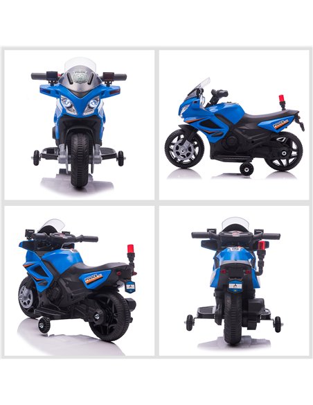 HOMCOM Kids 6V Electric Ride On Motorcycle Police Car Vehicle w/ Lights Horn Realistic Sound Outdoor Play Toy for 18 - 36 months - pic 18123 | FastDaddyshop