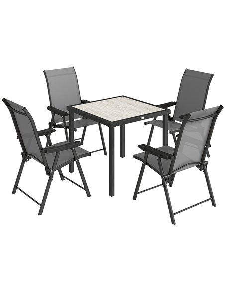 Outsunny 5 Pieces Outdoor Dining Set, Garden Dining Set for 4 with Square Table and Folding Chairs, Grey - pic 181256 | FastDaddyshop