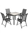 Outsunny 5 Pieces Outdoor Dining Set, Garden Dining Set for 4 with Square Table and Folding Chairs, Grey
