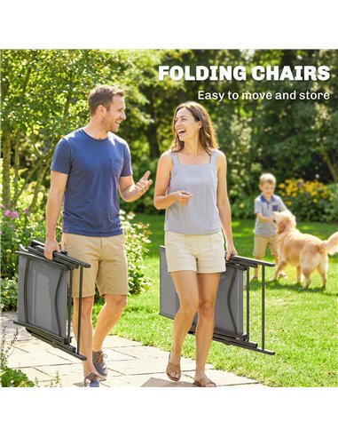 Outsunny 5 Pieces Outdoor Dining Set, Garden Dining Set for 4 with Square Table and Folding Chairs, Grey