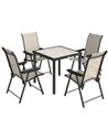 Outsunny 5 Pieces Outdoor Dining Set, Garden Dining Set for 4 with Square Table and Folding Chairs, Brown