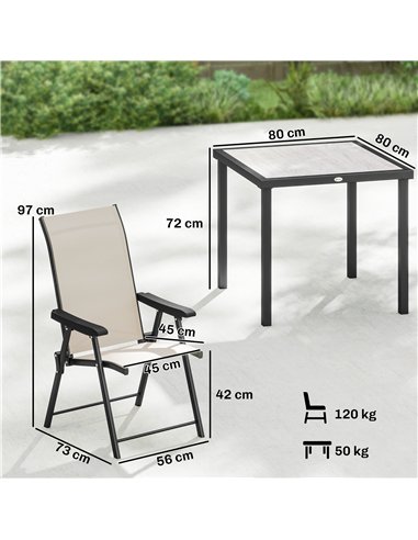 Outsunny 5 Pieces Outdoor Dining Set, Garden Dining Set for 4 with Square Table and Folding Chairs, Brown