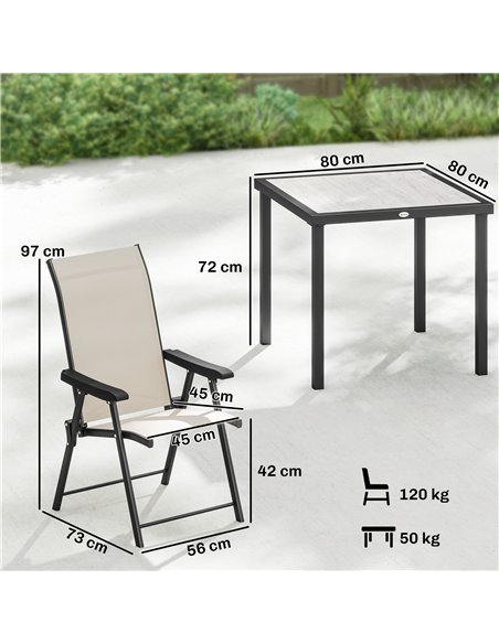 Outsunny 5 Pieces Outdoor Dining Set, Garden Dining Set for 4 with Square Table and Folding Chairs, Brown - pic 181267 | FastDaddyshop