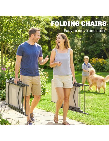 Outsunny 5 Pieces Outdoor Dining Set, Garden Dining Set for 4 with Square Table and Folding Chairs, Brown