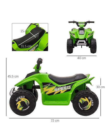 HOMCOM 18m+ Kids 6V Electric Ride on Car ATV Toy, Quad Bike with Forward Reverse, Green - pic 18127 | FastDaddyshop