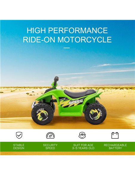 HOMCOM 18m+ Kids 6V Electric Ride on Car ATV Toy, Quad Bike with Forward Reverse, Green - pic 18128 | FastDaddyshop