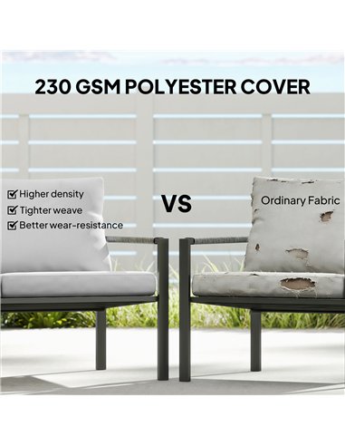 Outsunny 5 Piece Metal Garden Furniture Sofa Set with Thickened Cushions, Loveseat, 2 Armchairs, 2 Coffee Tables, Light Grey