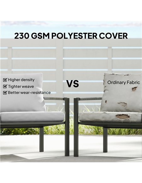 Outsunny 5 Piece Metal Garden Furniture Sofa Set with Thickened Cushions, Loveseat, 2 Armchairs, 2 Coffee Tables, Light Grey - pic 181288 | FastDaddyshop