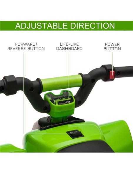 HOMCOM 18m+ Kids 6V Electric Ride on Car ATV Toy, Quad Bike with Forward Reverse, Green - pic 18129 | FastDaddyshop