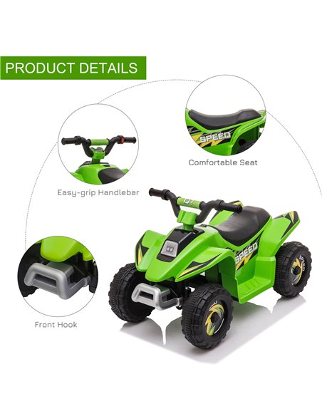 HOMCOM 18m+ Kids 6V Electric Ride on Car ATV Toy, Quad Bike with Forward Reverse, Green - pic 18130 | FastDaddyshop