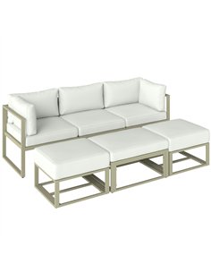 Outsunny Garden Daybed, 6 Piece Outdoor Sectional Sofa Set, Aluminium Patio Conversation Furniture Set with Coffee Table