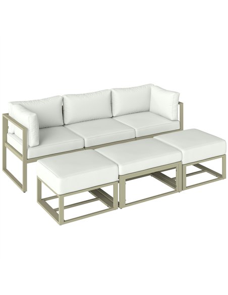 Outsunny Garden Daybed, 6 Piece Outdoor Sectional Sofa Set, Aluminium Patio Conversation Furniture Set with Coffee Table - pic 181301 | FastDaddyshop