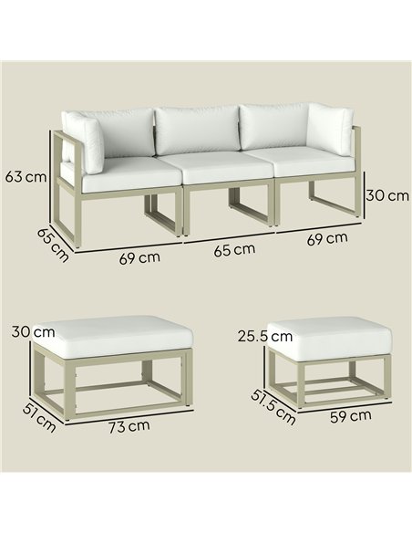 Outsunny Garden Daybed, 6 Piece Outdoor Sectional Sofa Set, Aluminium Patio Conversation Furniture Set with Coffee Table - pic 181303 | FastDaddyshop
