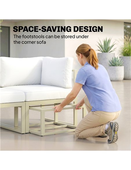 Outsunny Garden Daybed, 6 Piece Outdoor Sectional Sofa Set, Aluminium Patio Conversation Furniture Set with Coffee Table - pic 181305 | FastDaddyshop