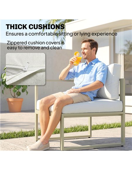 Outsunny Garden Daybed, 6 Piece Outdoor Sectional Sofa Set, Aluminium Patio Conversation Furniture Set with Coffee Table - pic 181306 | FastDaddyshop