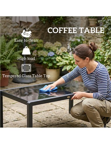 Outsunny 5-Piece Garden Corner Sofa Set with Cushions, 6 Seater Aluminium Garden Furniture Set with Coffee Table, Light Grey
