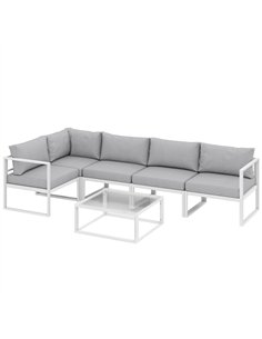 Outsunny 5 Seater Aluminium Garden Furniture Set, Garden Sofa Set with Thick Cushions for Patio and Balcony, Outdoor, Light Grey