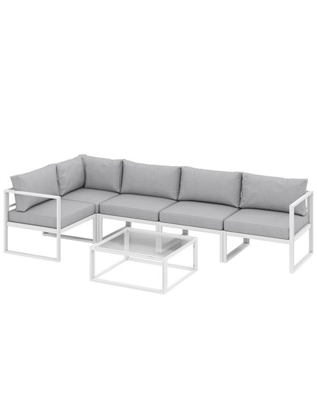 Outsunny 5 Seater Aluminium Garden Furniture Set, Garden Sofa Set with Thick Cushions for Patio and Balcony, Outdoor, Light Grey - pic 181328 | FastDaddyshop