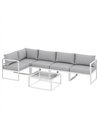 Outsunny 5 Seater Aluminium Garden Furniture Set, Garden Sofa Set with Thick Cushions for Patio and Balcony, Outdoor, Light Grey