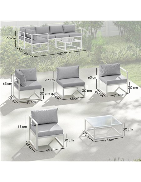 Outsunny 5 Seater Aluminium Garden Furniture Set, Garden Sofa Set with Thick Cushions for Patio and Balcony, Outdoor, Light Grey - pic 181330 | FastDaddyshop