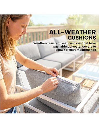 Outsunny 5 Seater Aluminium Garden Furniture Set, Garden Sofa Set with Thick Cushions for Patio and Balcony, Outdoor, Light Grey