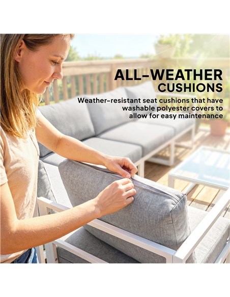 Outsunny 5 Seater Aluminium Garden Furniture Set, Garden Sofa Set with Thick Cushions for Patio and Balcony, Outdoor, Light Grey - pic 181332 | FastDaddyshop