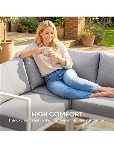 Outsunny 5 Seater Aluminium Garden Furniture Set, Garden Sofa Set with Thick Cushions for Patio and Balcony, Outdoor, Light Grey