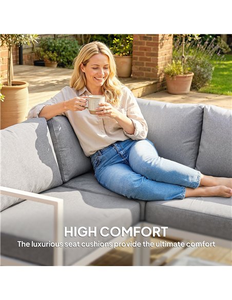 Outsunny 5 Seater Aluminium Garden Furniture Set, Garden Sofa Set with Thick Cushions for Patio and Balcony, Outdoor, Light Grey - pic 181333 | FastDaddyshop